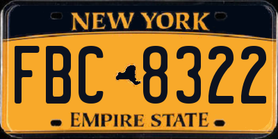 NY license plate FBC8322