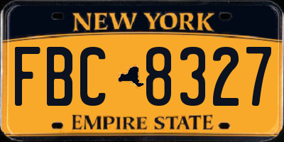 NY license plate FBC8327