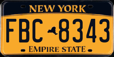 NY license plate FBC8343
