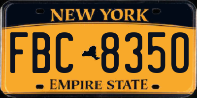 NY license plate FBC8350