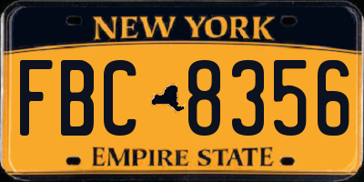 NY license plate FBC8356