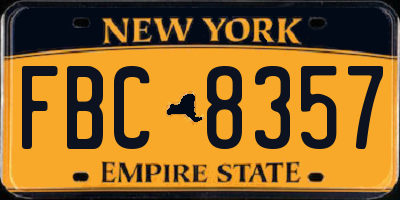 NY license plate FBC8357