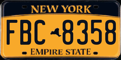 NY license plate FBC8358