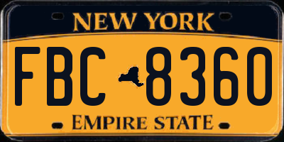 NY license plate FBC8360