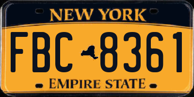 NY license plate FBC8361