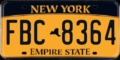 NY license plate FBC8364