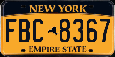 NY license plate FBC8367