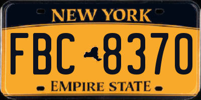 NY license plate FBC8370
