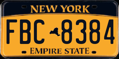 NY license plate FBC8384