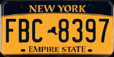 NY license plate FBC8397