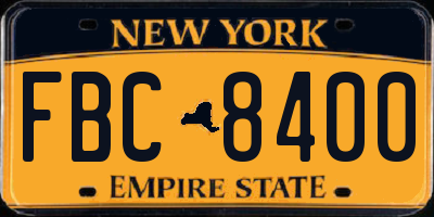 NY license plate FBC8400