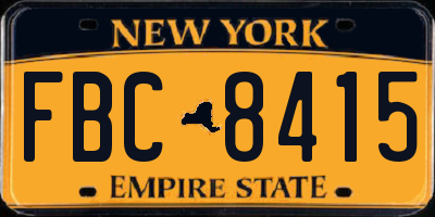 NY license plate FBC8415