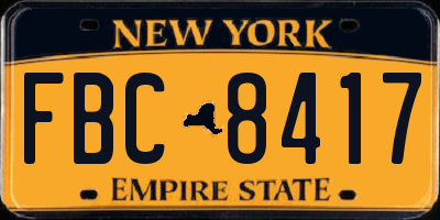 NY license plate FBC8417