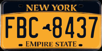 NY license plate FBC8437