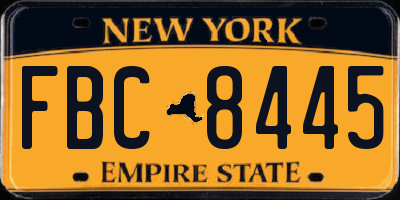 NY license plate FBC8445