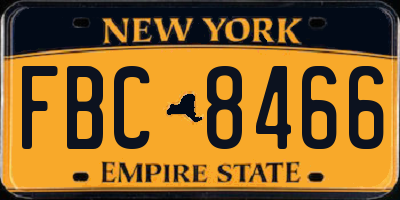 NY license plate FBC8466