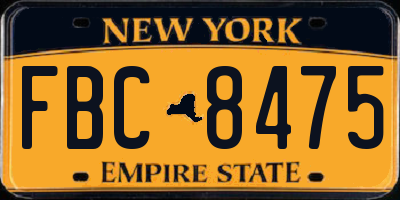 NY license plate FBC8475
