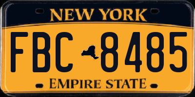 NY license plate FBC8485