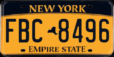 NY license plate FBC8496