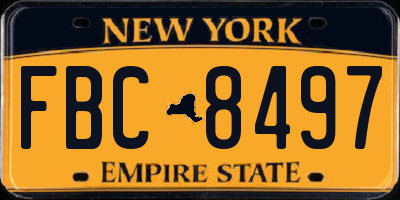 NY license plate FBC8497