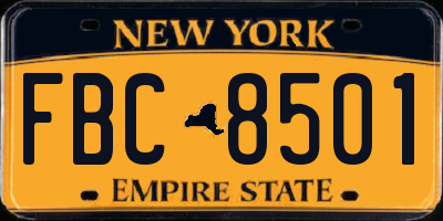 NY license plate FBC8501