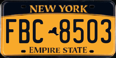 NY license plate FBC8503
