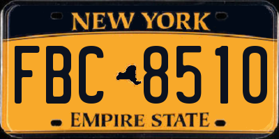 NY license plate FBC8510