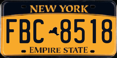 NY license plate FBC8518