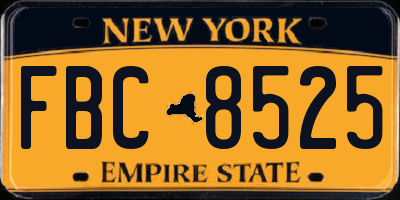 NY license plate FBC8525