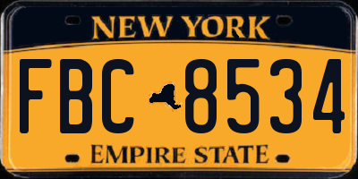 NY license plate FBC8534