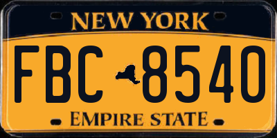 NY license plate FBC8540