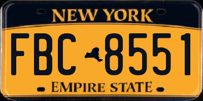 NY license plate FBC8551