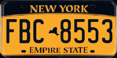 NY license plate FBC8553