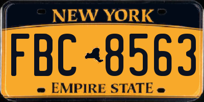 NY license plate FBC8563