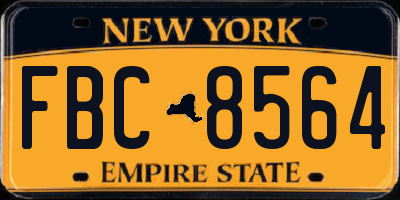 NY license plate FBC8564