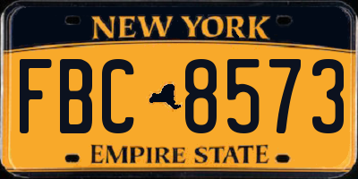 NY license plate FBC8573