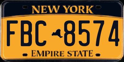 NY license plate FBC8574