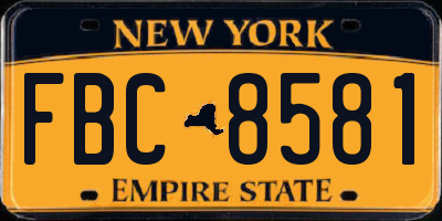 NY license plate FBC8581