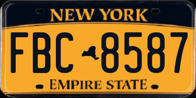 NY license plate FBC8587