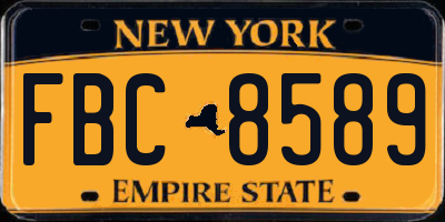 NY license plate FBC8589