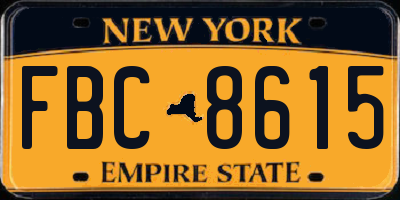NY license plate FBC8615