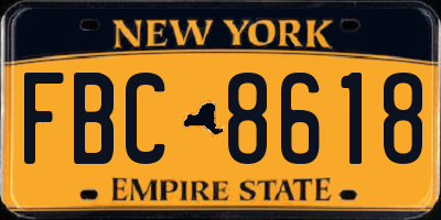 NY license plate FBC8618