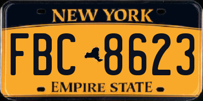NY license plate FBC8623