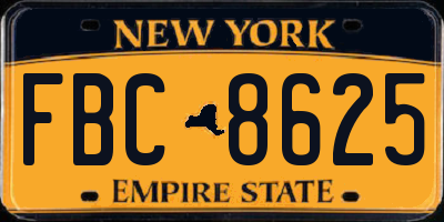 NY license plate FBC8625