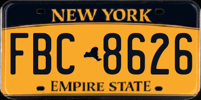 NY license plate FBC8626