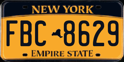 NY license plate FBC8629