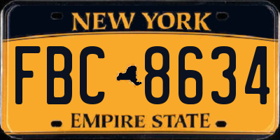 NY license plate FBC8634