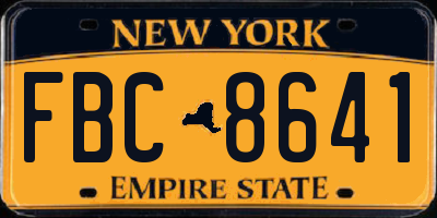 NY license plate FBC8641