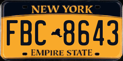 NY license plate FBC8643
