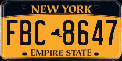 NY license plate FBC8647